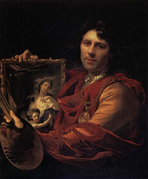 Adriaen van der werff Self-Portrait with a Portrait of his Wife,Margaretha van Rees,and their Daughter,Maria